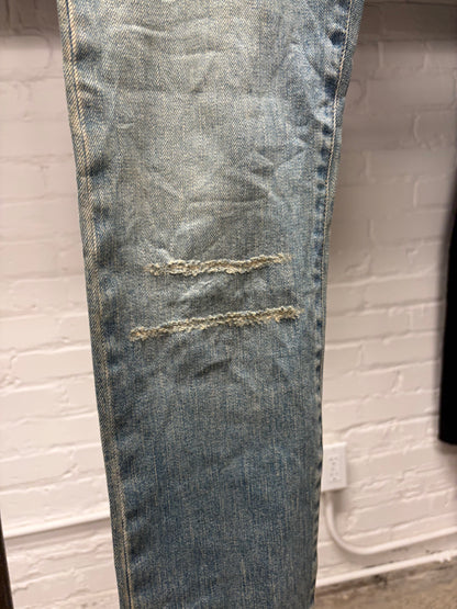 2016 Saint Laurent by Hedi Slimane ‘D02’ Black Chain Light Wash Blue Skinny Jeans