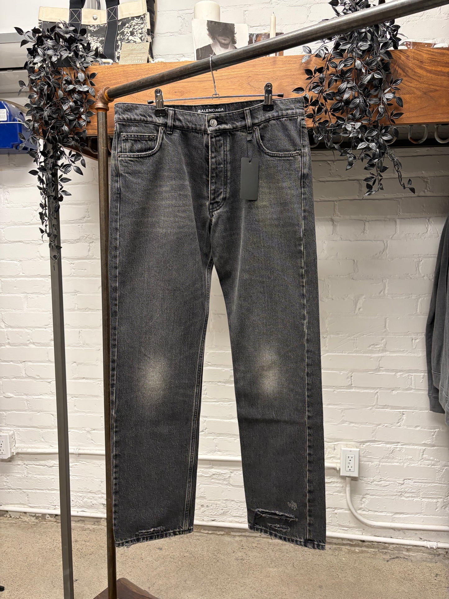 2017 Balenciaga Bootcut Black Classic Washed Denim