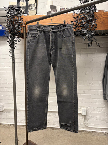2017 Balenciaga Bootcut Black Classic Washed Denim