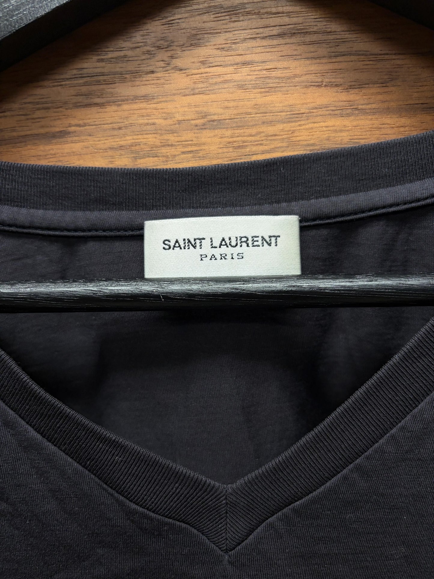 Saint Laurent Black V-Neck Cropped Fit T-Shirt