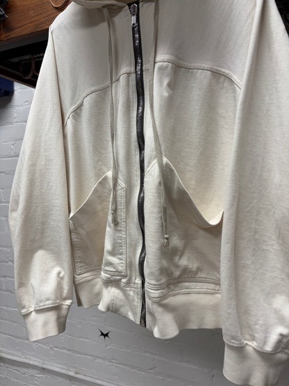 SS2022 Rick Owens ‘Fogachine’ Natural White Zip Up Hoodie