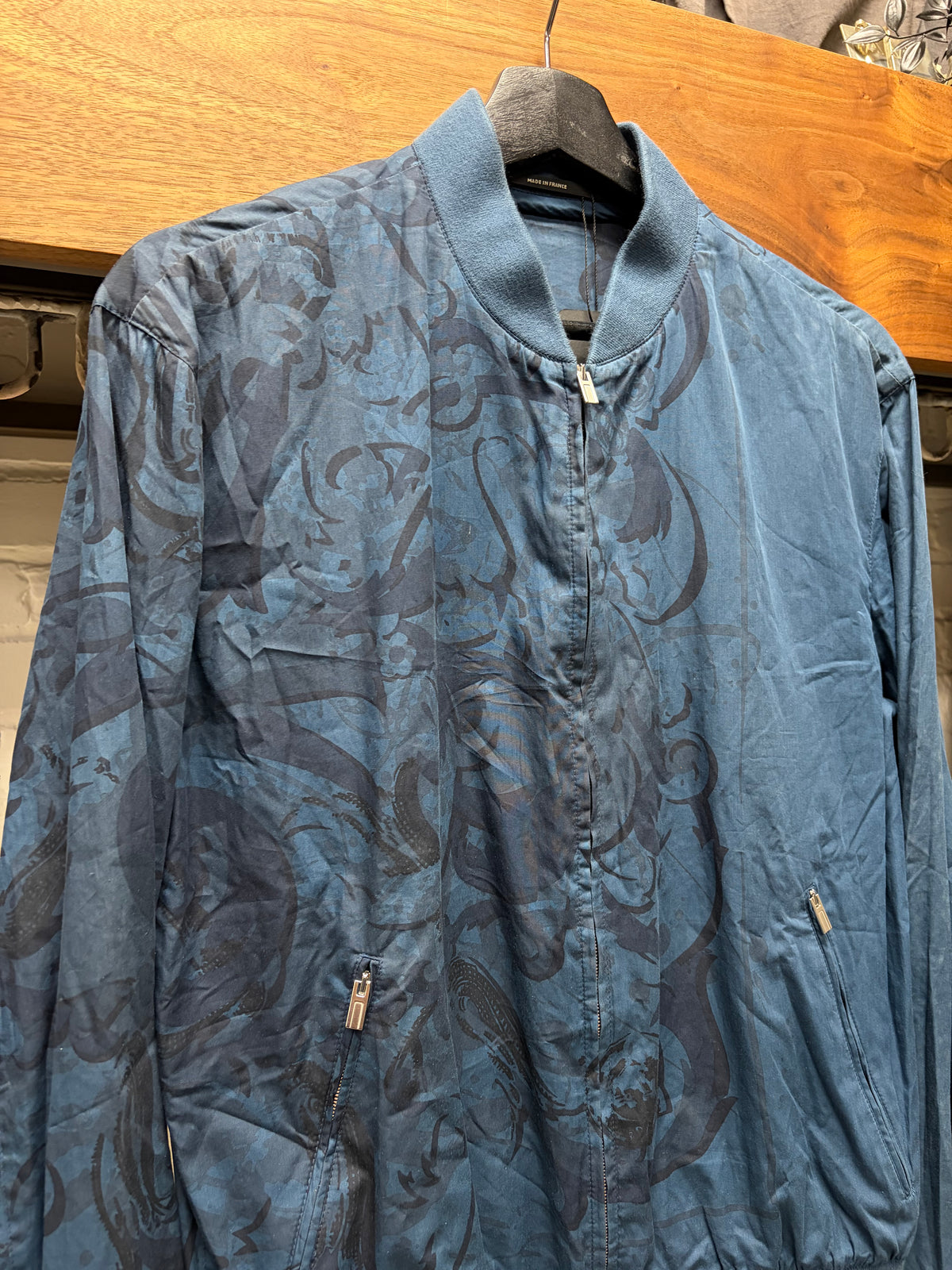 Hermes ‘Eperon D’or’ Blue Lightweight Cotton Bomber Jacket