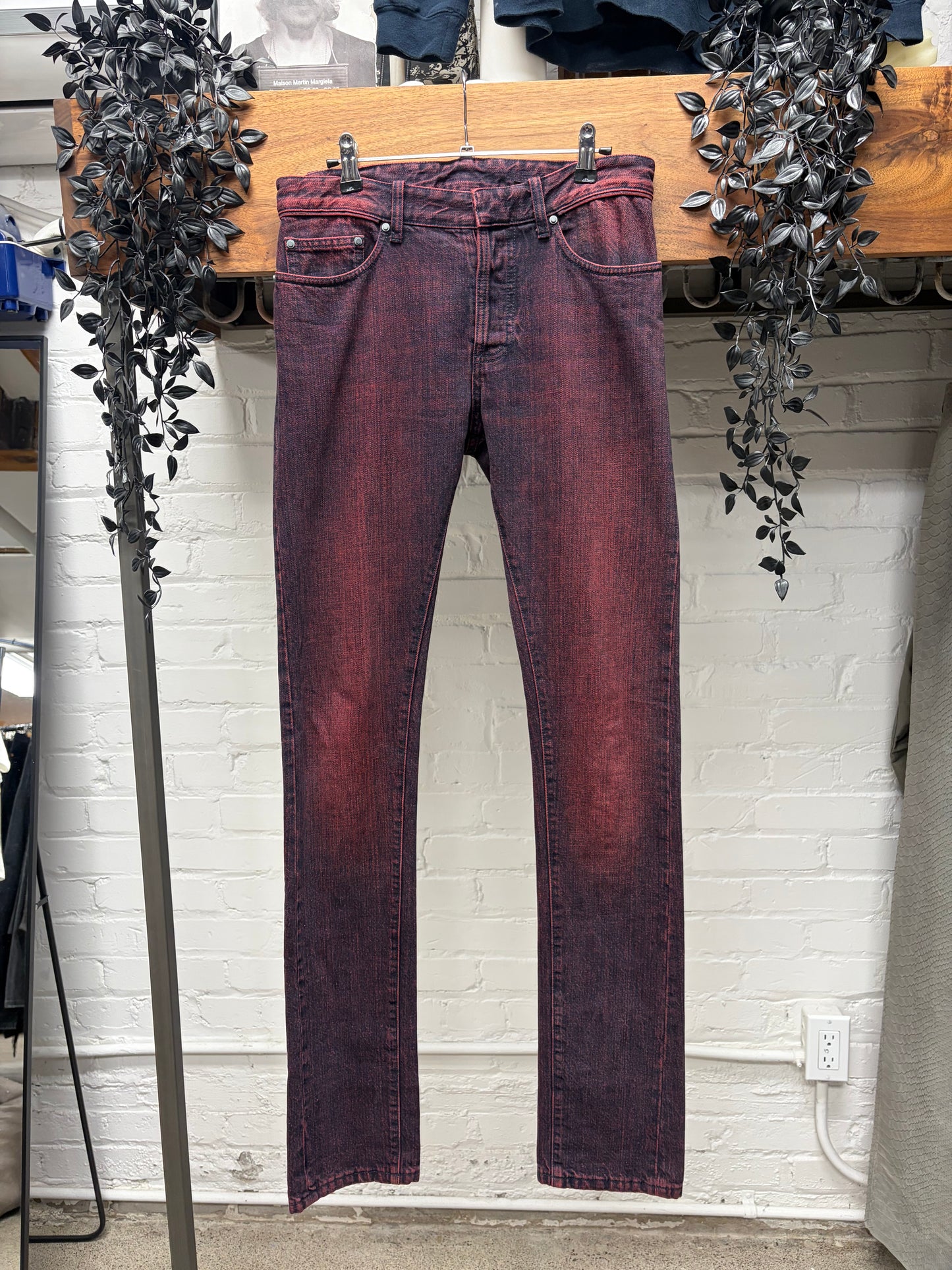 2012 Balenciaga Dark Red Unaltered Skinny Jeans