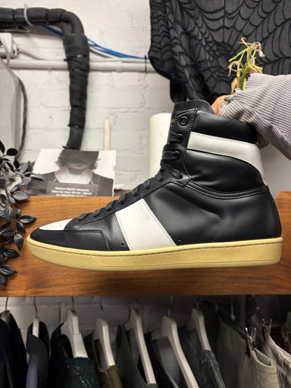 Saint Laurent ‘SL / 10H’ Black/White Leather Court High Top Sneakers
