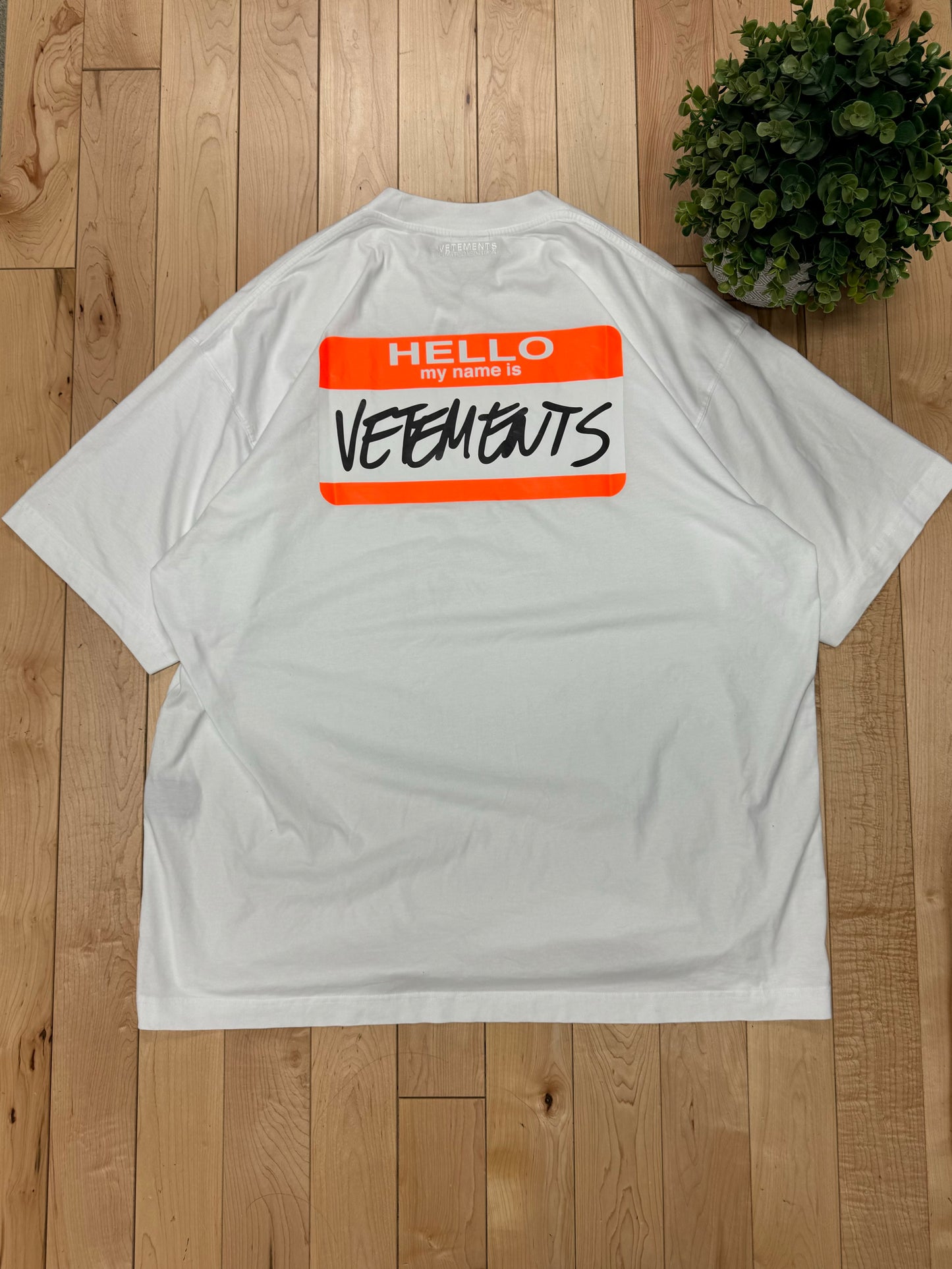 Vetements ‘Nametag’ White Oversized Graphic T-Shirt