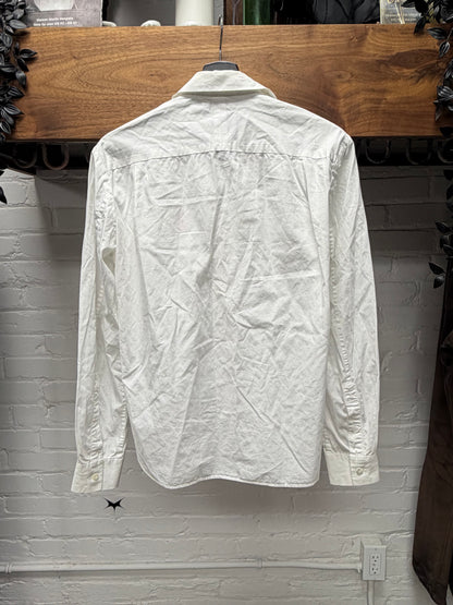 SS2006 Number Nine ‘Welcome to the Shadows’ Sequin Rose Chest Embroidered White Button Up Shirt