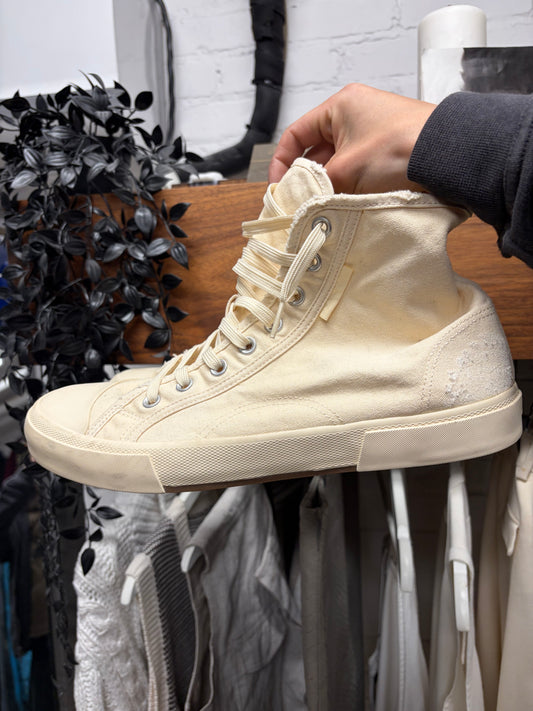 Balenciaga ‘Paris’ Cream White Canvas High Top Sneakers