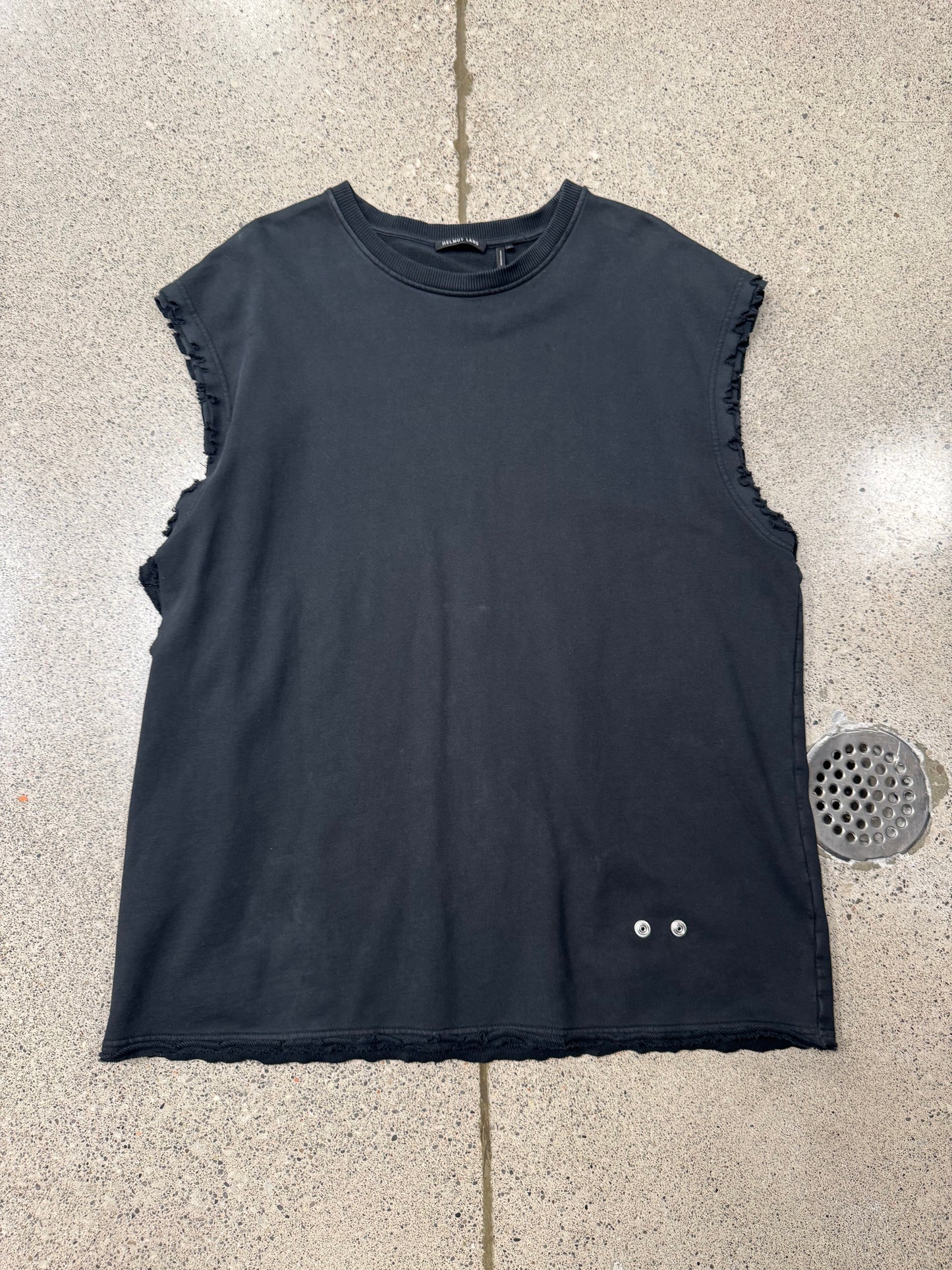 Helmut Lang Distressed Sleeveless Cutoff Sweatshirt