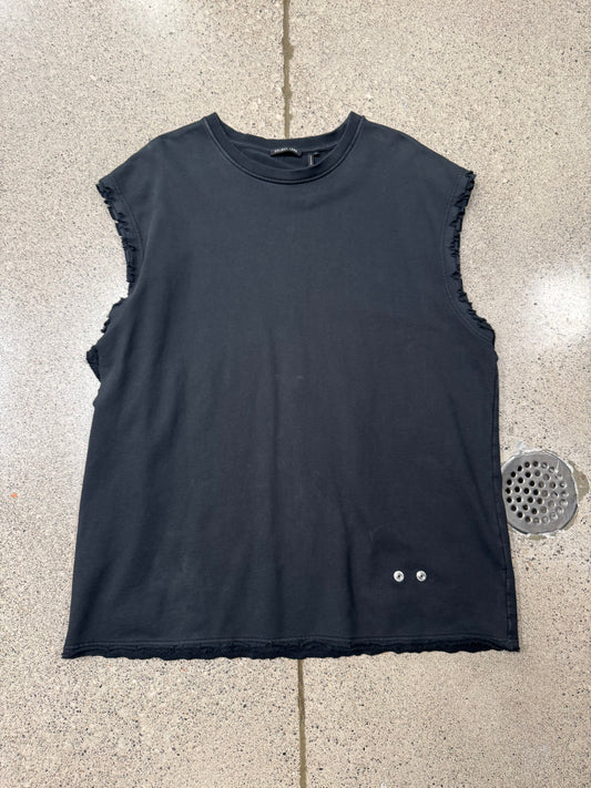 Helmut Lang Distressed Sleeveless Cutoff Sweatshirt