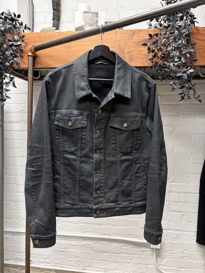 2020 Saint Laurent Waxed Black Denim Trucker Jacket