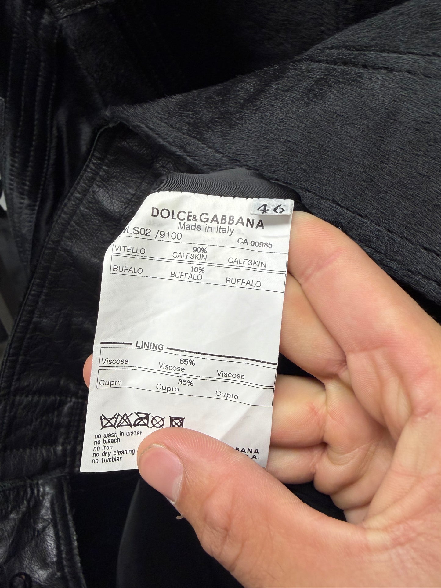 2000s Dolce & Gabanna Mainline Pony-Hair/Buffalo Leather ‘Runway’ Hybrid Motorcycling High Neck Jacket