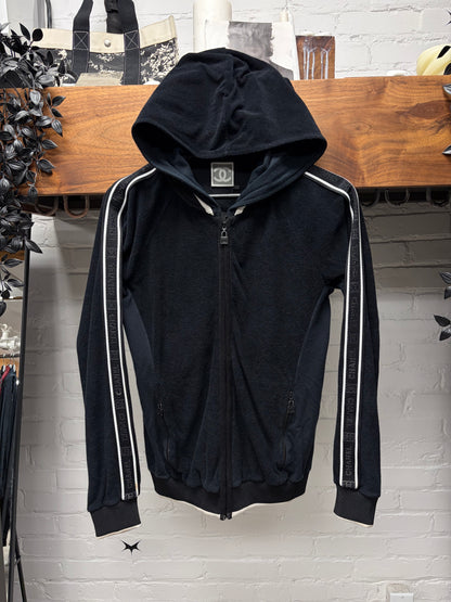 Chanel Sport Black Tracksuit Top Zip-Up Hoodie