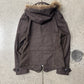 PPFM Fur Trim Napoleon Brown Wool Zip Coat