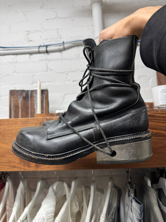 AW1996 ‘Dirk Bikkembergs ‘Metal Heel’ Wraparound Lace Leather Boots