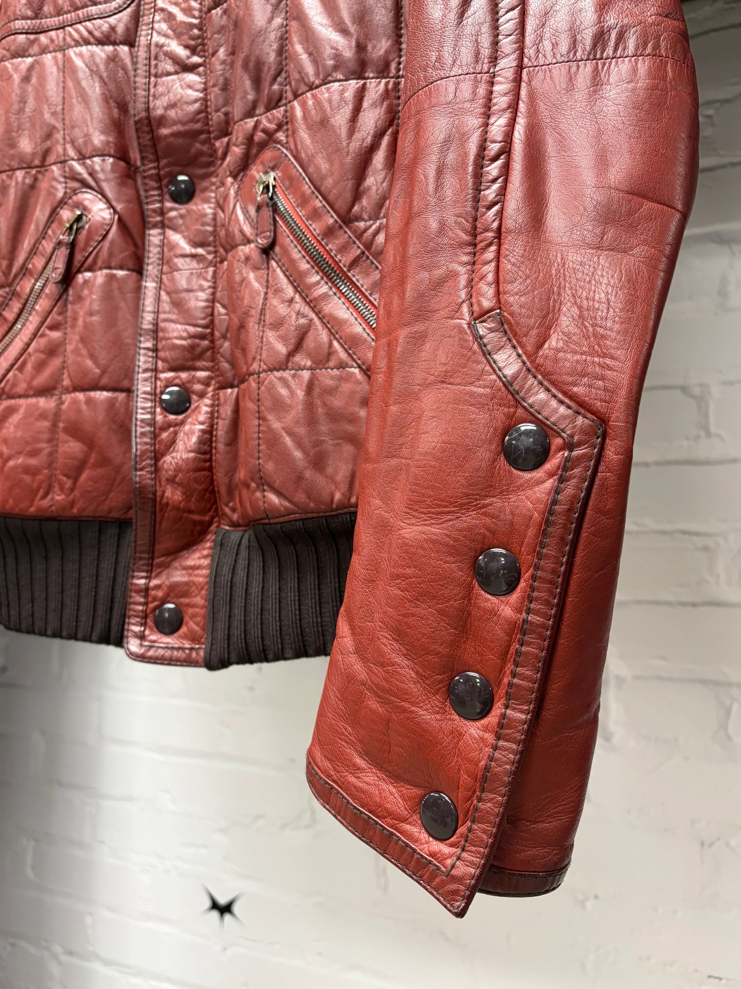 Gucci ‘Aged Red’ Military Inspired Quilted Leather Jacket