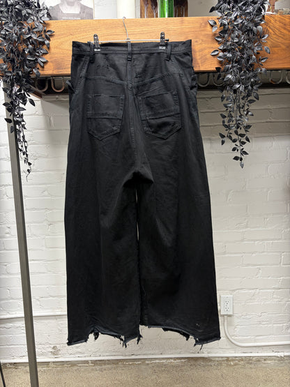 AW2024 Julius Wide Leg Black ‘10oz’ Lightweight Baggy Flared Leg Denim