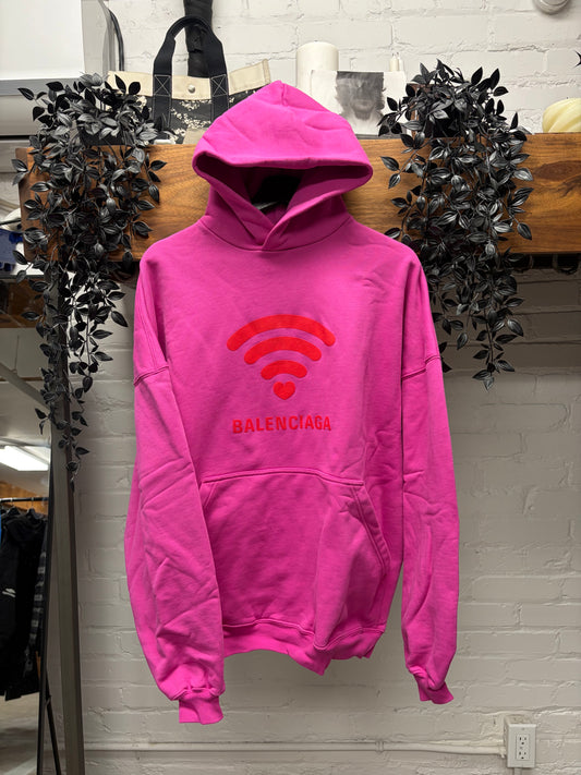 SS2024 Balenciaga ‘Wifi’ Pink Oversized Cotton Pullover Hoodie