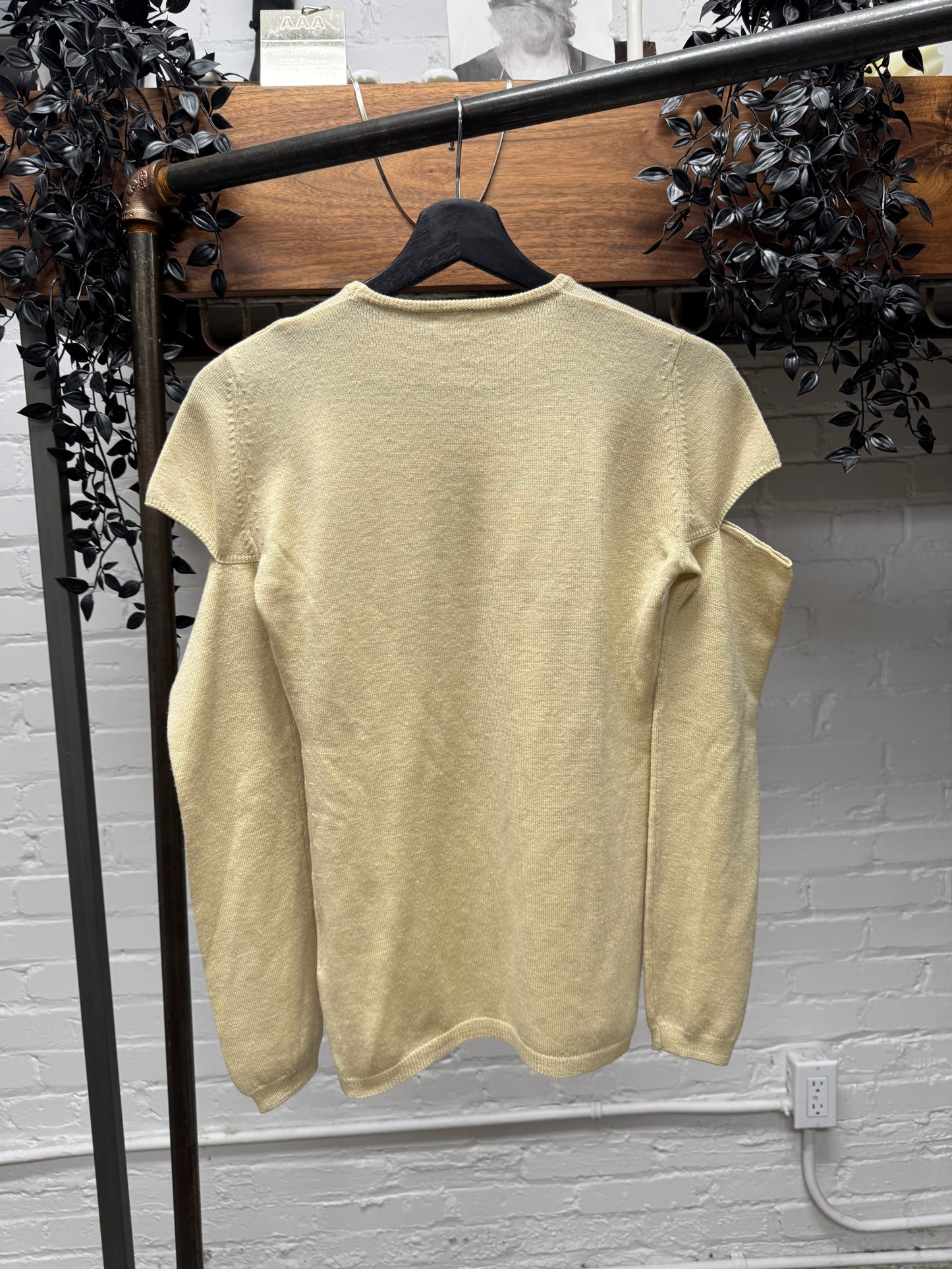 1997 Helmut Lang Cream Wool Knit ‘Shoulder Cutout’ Sweater