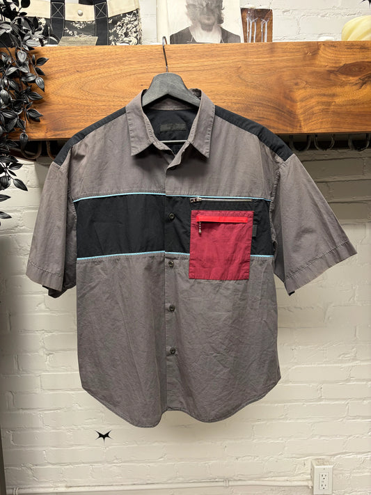SS2015 Prada ‘Mechanic’ Panelled Cotton Work Shirt