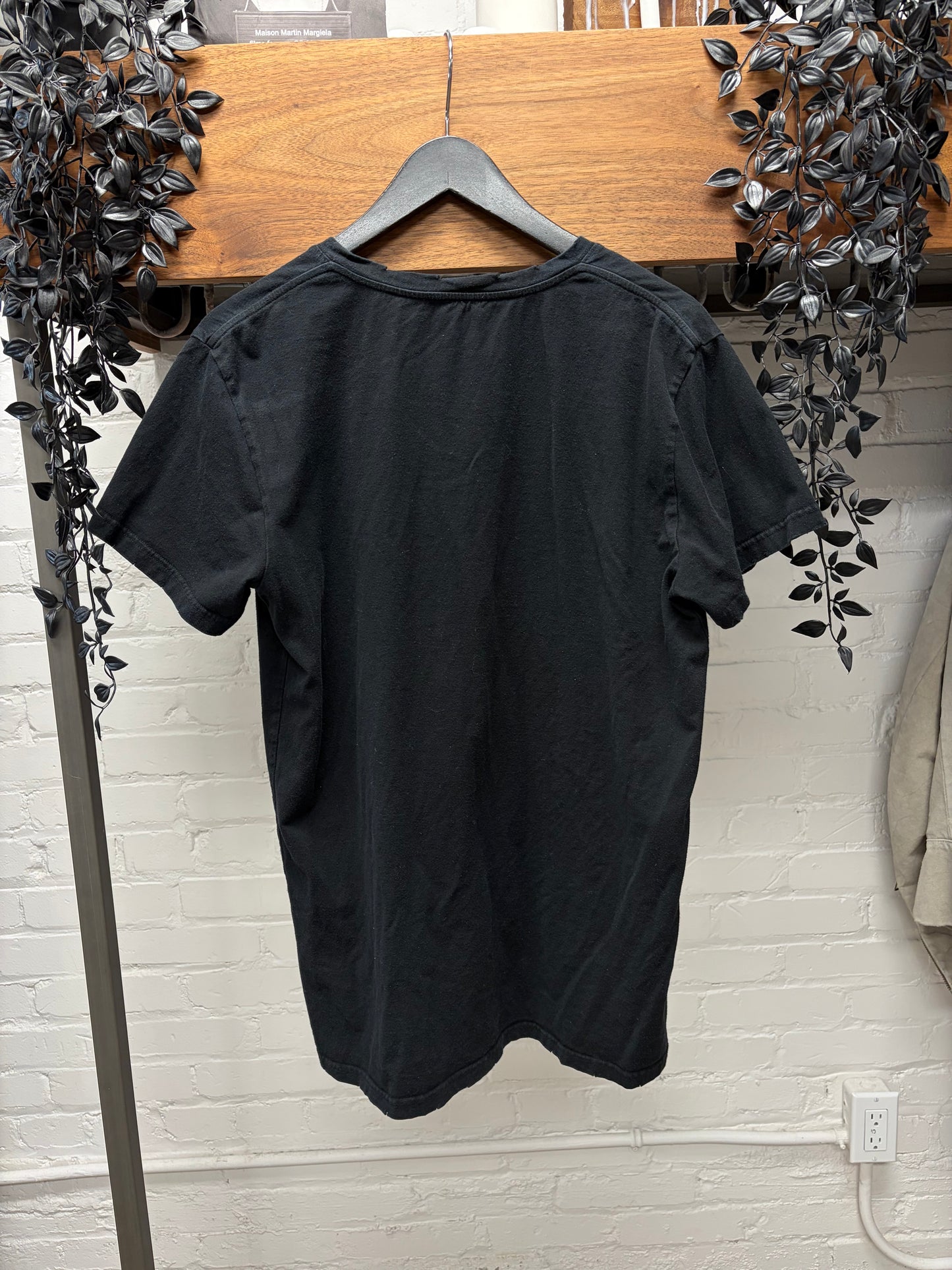 AW2016 Balmain Distressed Cotton Black Short Sleeve Shirt