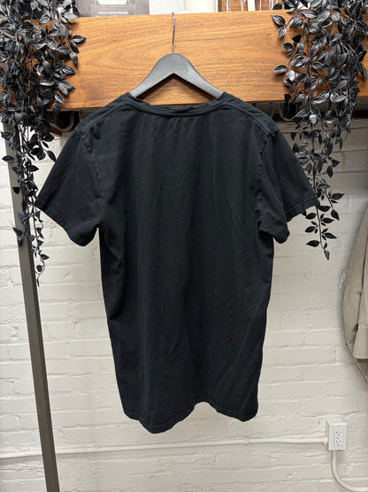 AW2016 Balmain Distressed Cotton Black Short Sleeve Shirt