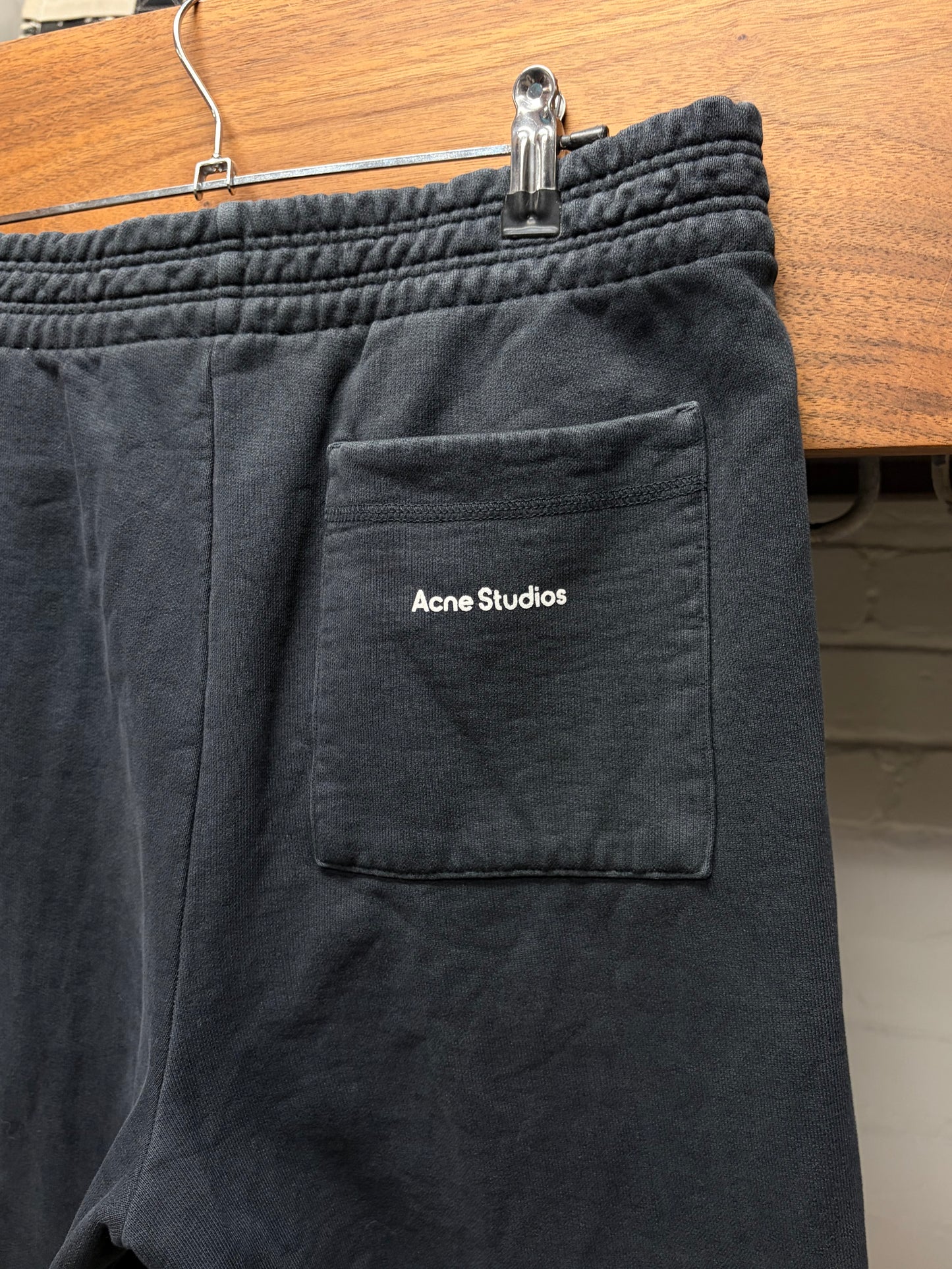 Acne Studios Wide Leg ‘Washed Black’ Raw Hem Sweatpants