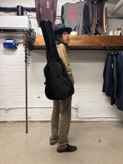 AW2016 Saint Laurent Crystal Embellished Black Velvet Guitar Case Bag
