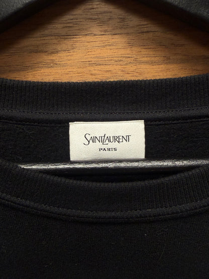 2024 Saint Laurent ‘YSL’ Embroidered Logo Black Sweatshirt