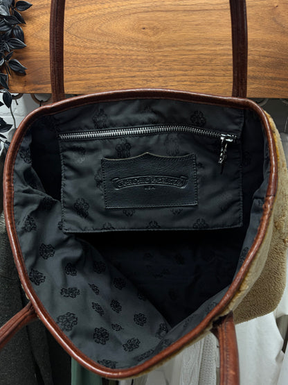 Chrome Hearts Shearling Leather Cross Patch Tote Bag