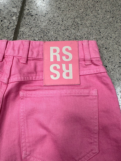 AW2021 Raf Simons Pink RS Leather Patch ‘Workwear’ Denim
