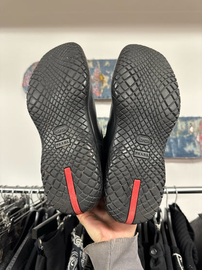 Prada Sport Black Leather Ankle Boots