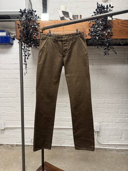 Dior Homme Brown Military Inspired Button Snap Skinny Denim