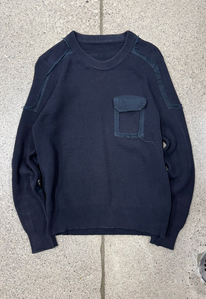 SS2014 Maison Margiela Military ‘Elbow Patch’ Ribbed Knit Sweater