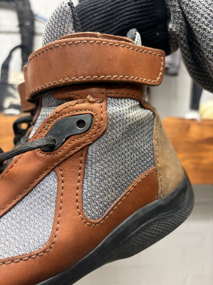 Vintage Prada Sport ‘America’s Cup’  Brown/Tan Leather High Top Sneakers