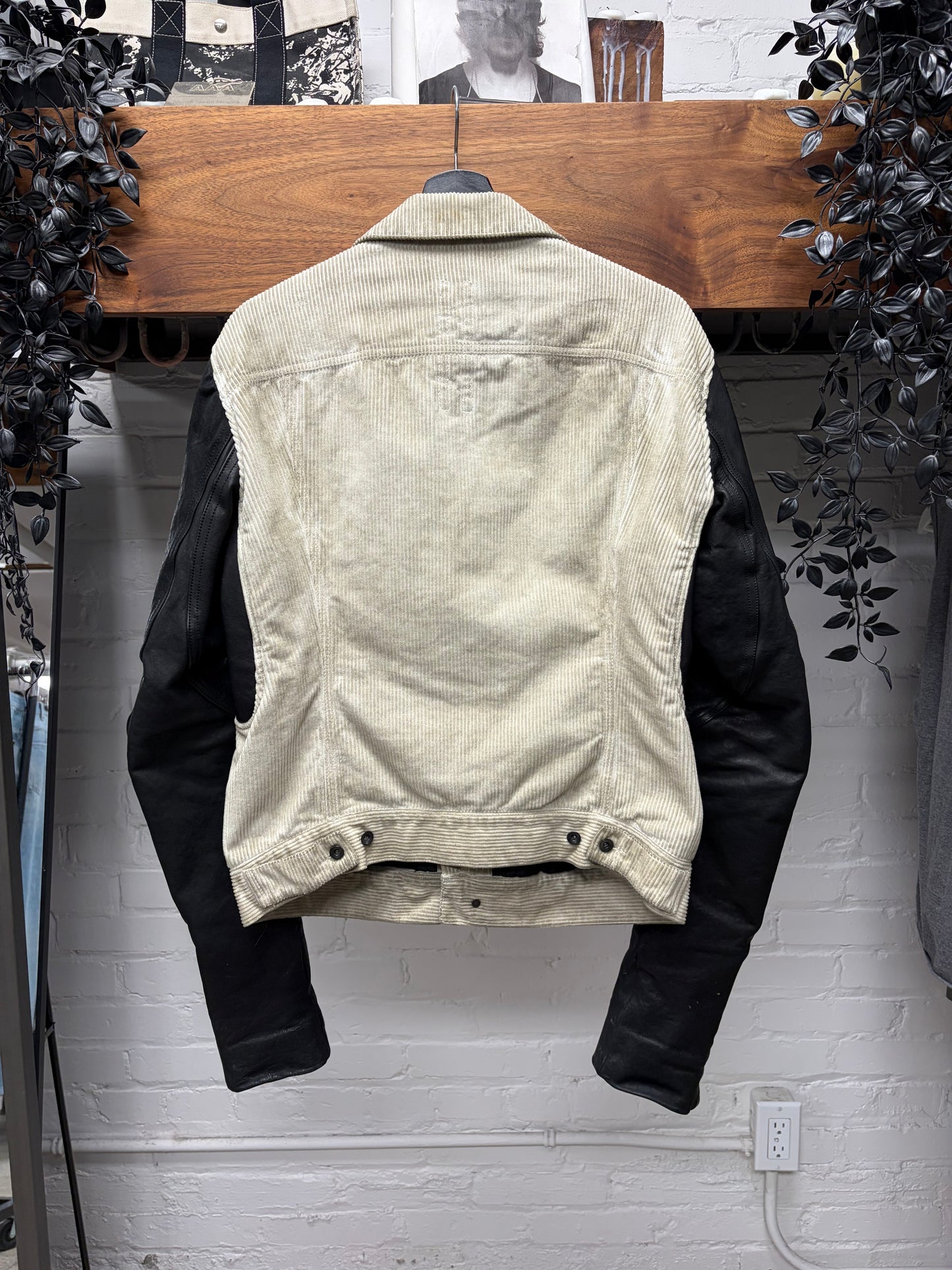 AW2009 Rick Owens ‘Slave’ Dirty Corduroy/Black Leather Hybrid Trucker Jacket