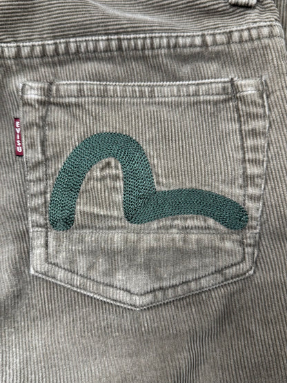 Evisu Embroidered ‘Gull Logo’ Flared Corduroy Pants