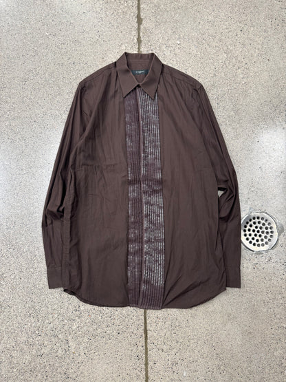 Givenchy ‘Zipper Track’ Brown Concealed Button Down Shirt