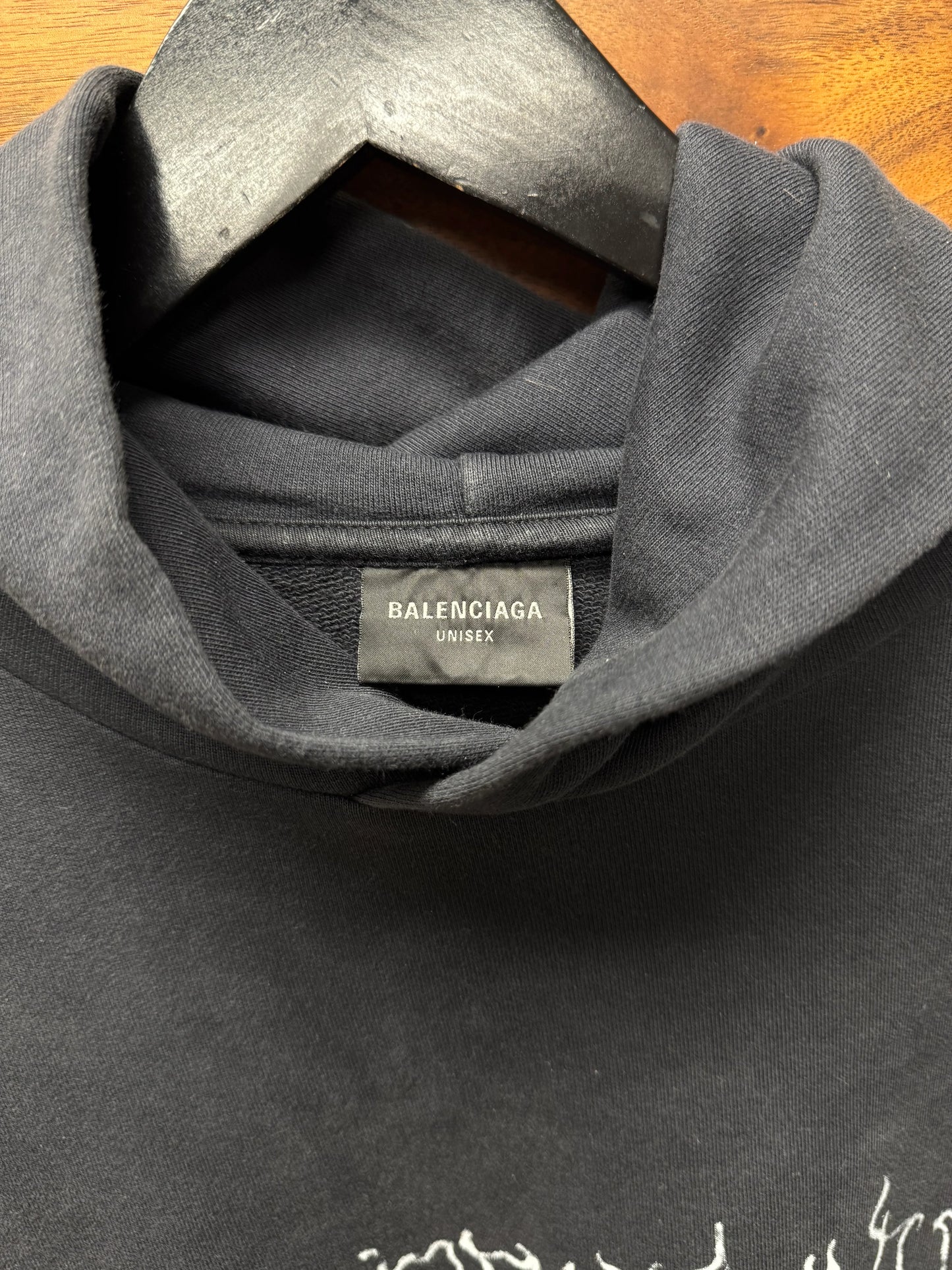 SS2024 Balenciaga ‘DIY Metal Logo’ Washed Black Pullover Hoodie