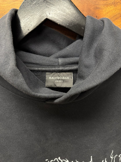 SS2024 Balenciaga ‘DIY Metal Logo’ Washed Black Pullover Hoodie