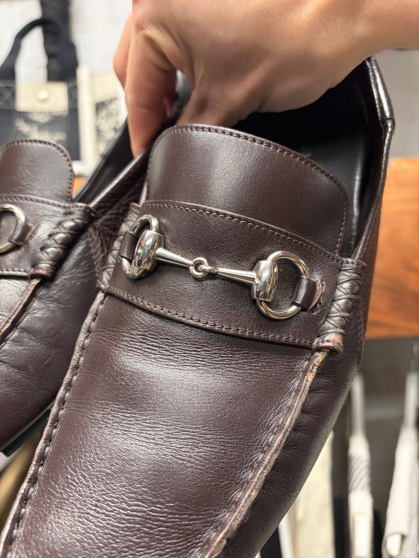 2000s Gucci Leather ‘Horsebit’ Brown Leather Driving Loafers