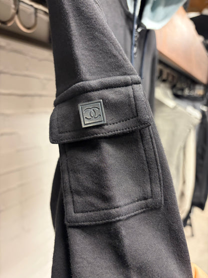 SS2003 Chanel ‘Split Hood’ Black/Baby Blue Zip Up Hoodie