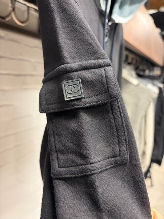 SS2003 Chanel ‘Split Hood’ Black/Baby Blue Zip Up Hoodie