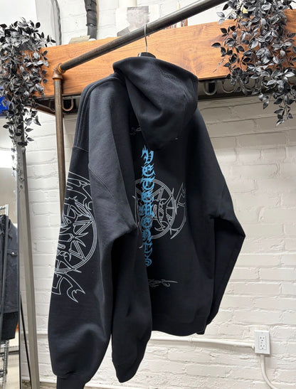 SS2022 Vetements ‘Vital Existence’ Gothic Logo Black Terry Cotton Hoodie