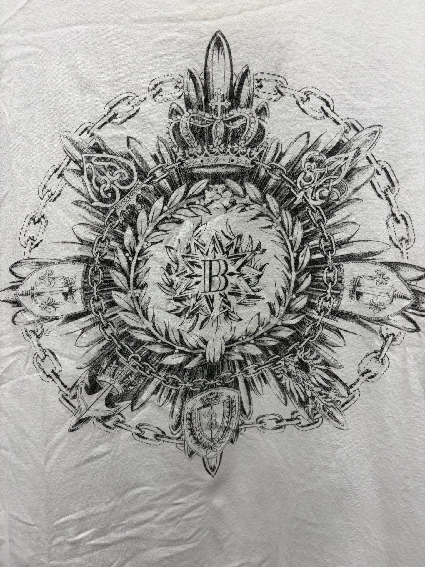 AW2016 Balmain ‘Crowned Crest Logo’ White Graphic T-Shirt