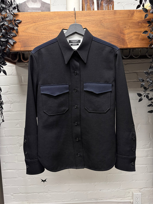 CK205W39Nyc Calvin Klein By Raf Simons Western Black/Navy Two Tone Button Up Shirt
