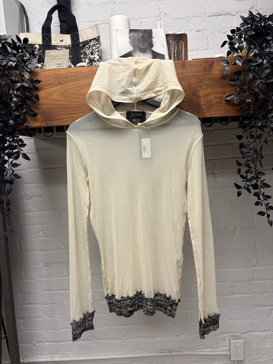 AW2004 Jean Paul Gaultier ‘Maille’ Mesh Hoodie with Lace Trim