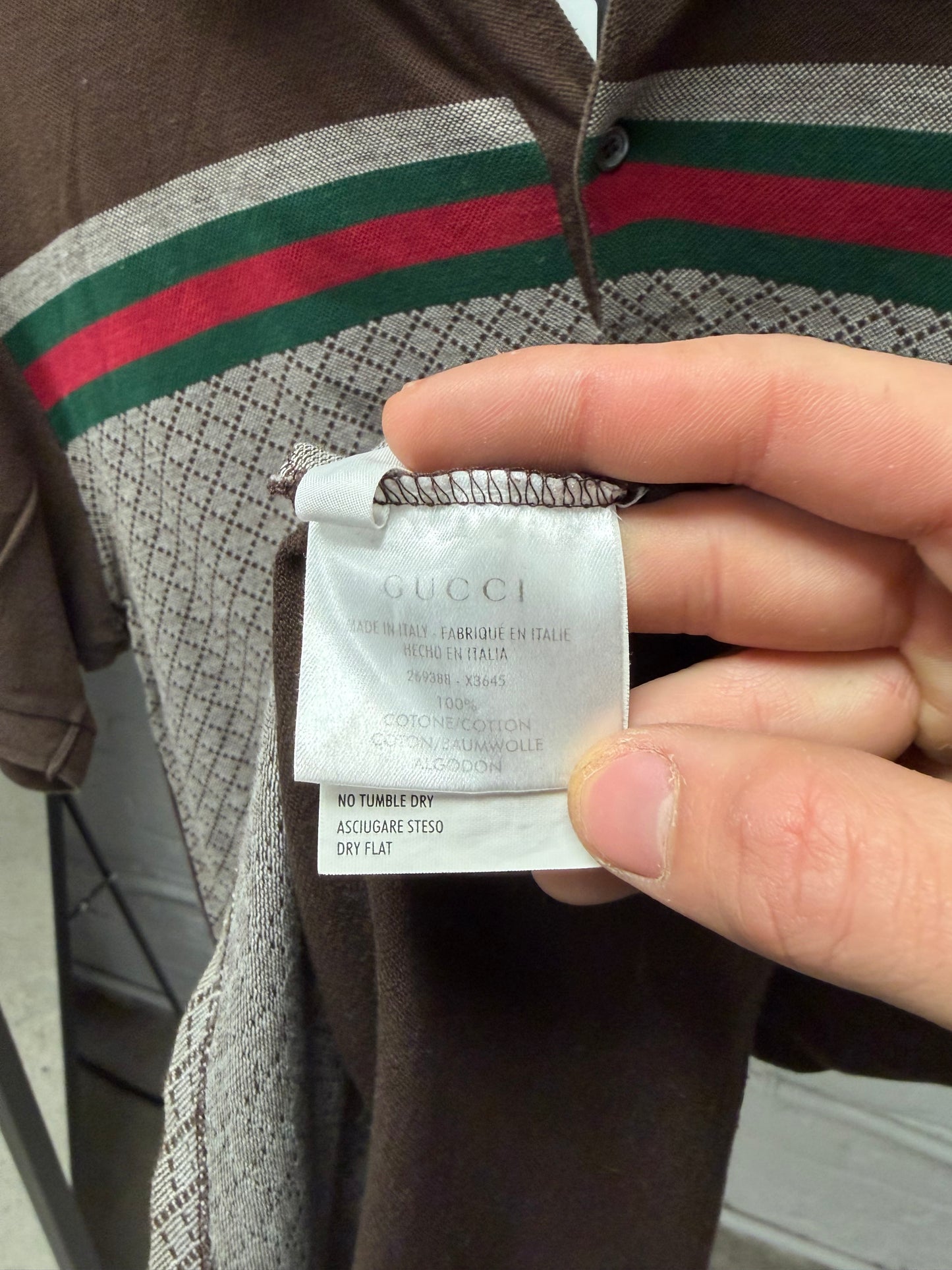 Vintage 2000s Gucci GG Interlock Monogram Brown Cotton Polo