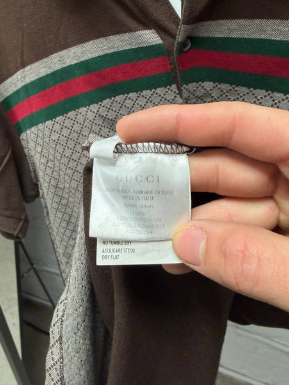 Vintage 2000s Gucci GG Interlock Monogram Brown Cotton Polo