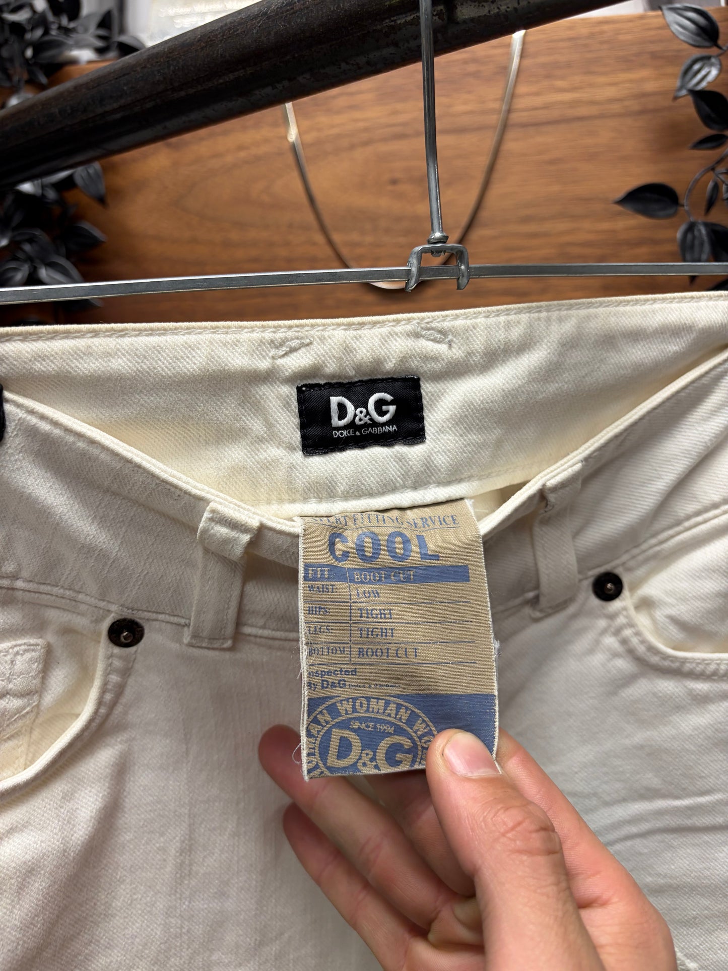 2000s Dolce & Gabbana Low Rise White Flared Denim