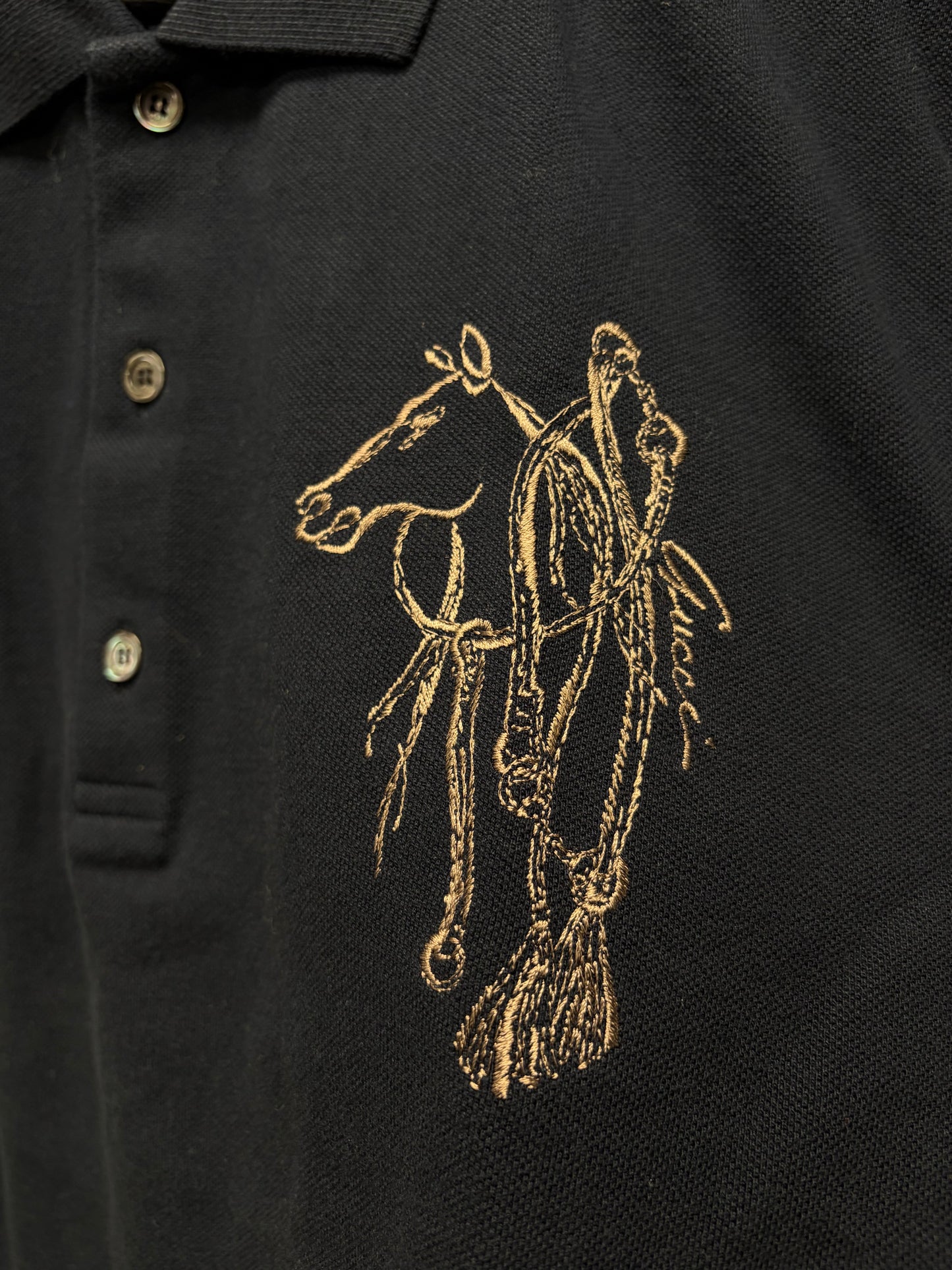 2000s Gucci by Frida Giannini ‘Polo’ Bootleg Equestrian Logo Embroidered Piqué